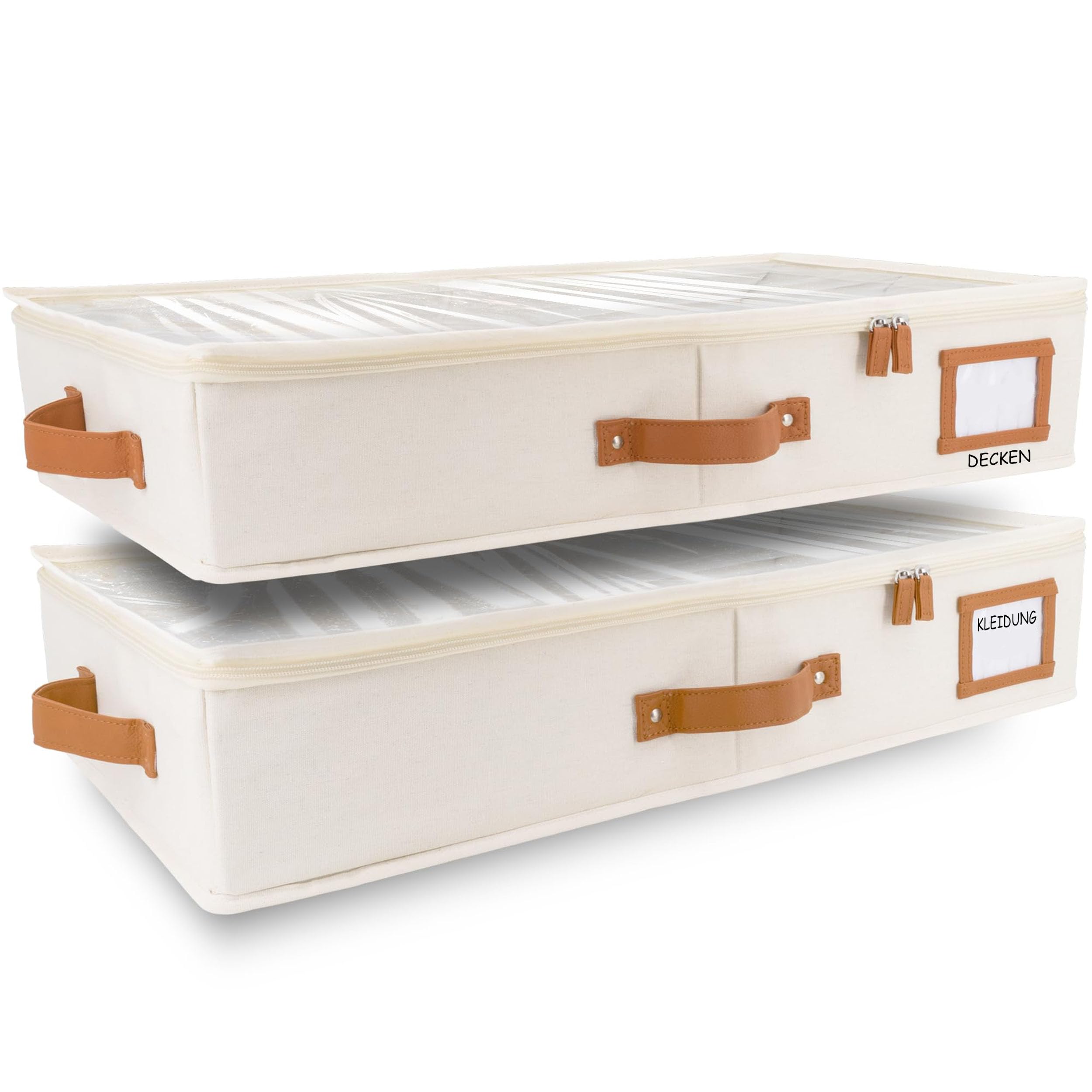 HOMELUX THEORY Unterbett-Aufbewahrungsbehälter, Schlafzimmer unter dem Bett, Schublade, Organizer mit Behältern und Deckeln, mittlere Unterbett-Kleidung, ideal für Decke, Stoff und Schuhe, Elfenbein,