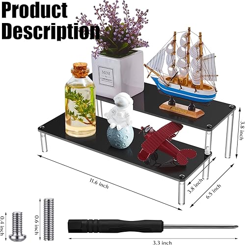Vista 9 de Jetec Paquete de 2 soportes elevadores acrílicos negros para exhibiciones de manualidades, estantes de exhibición, estantes de exhibición
