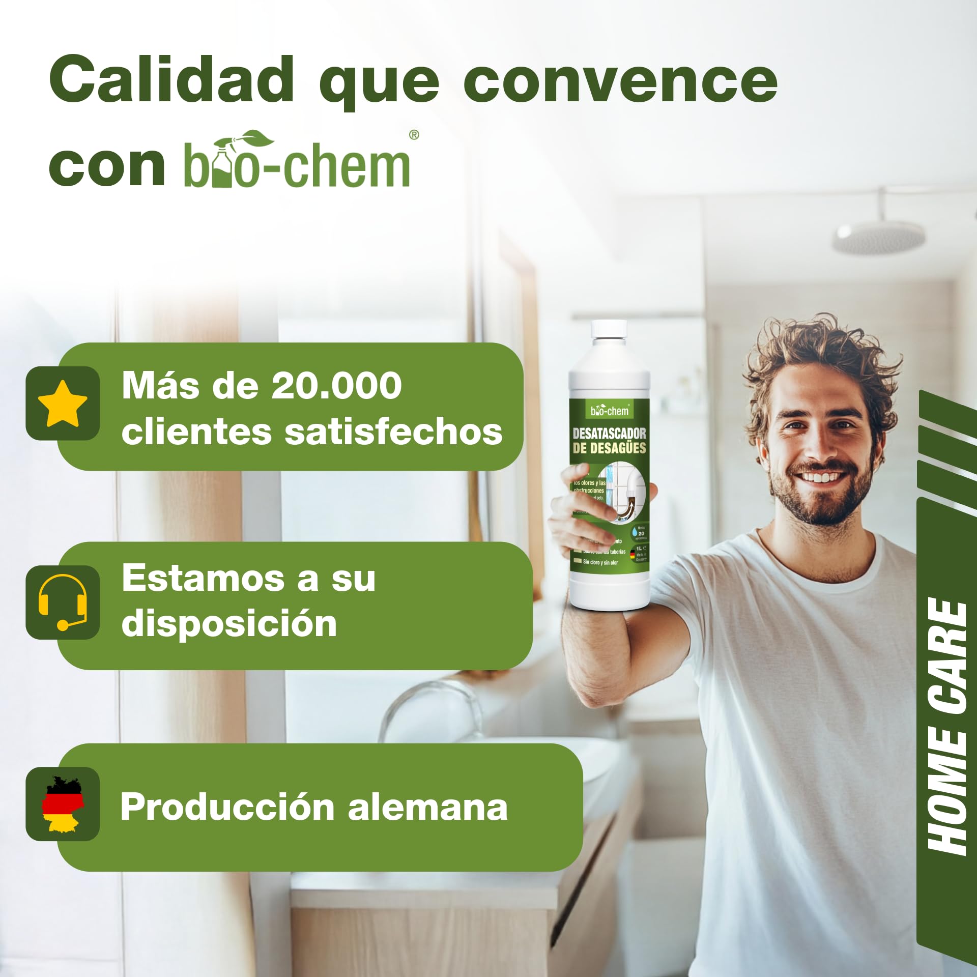 bio-chem Set de 6 productos para la limpieza de tuberías, inodoros, hornos | Elimina restos de orina y cal - Desatasca desagües - Limpia el horno - Con una esponja, un paño y piedra pómez