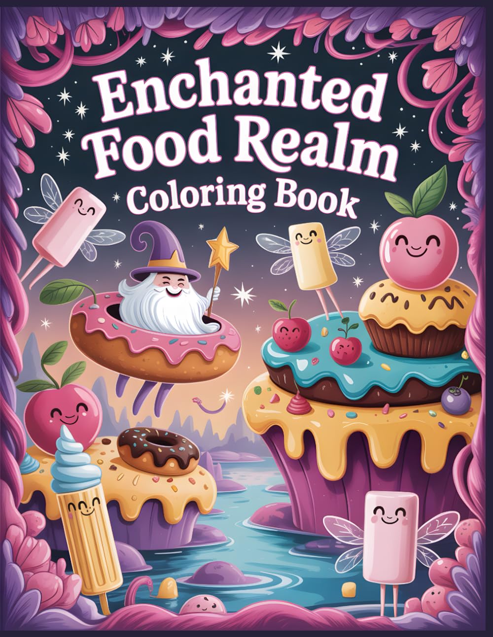 Enchanted Food Realm Coloring Book: A Whimsical Fantasy Food World Filled with Magical Treats, Cute Characters, and Playful Scenes (Sweet Fantasia Worlds Coloring Collection)