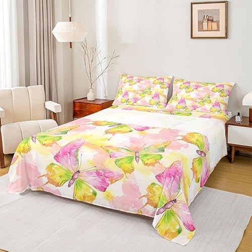 Miniatura 14 de Castle Fairy Daisy Florals Sheet Sets Full Size,Hippie Flowers Fitted Sheet Set,Kids Teens Bedroom Decor,70s Retro Floral Bed Sheets Set 4pcs(1 Baby