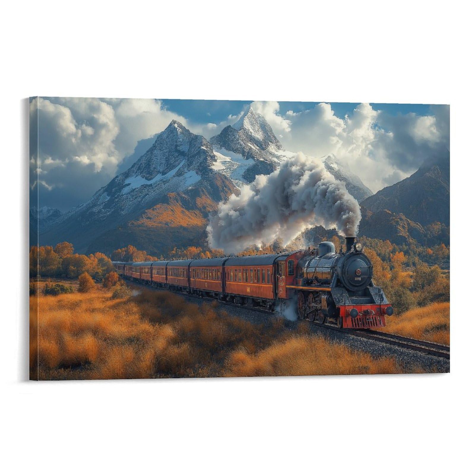YYVKPMLXC Art Giclee Canvas Steam Train Canvas Prints Railway Print Artwork Modern Stretched Decor by Paintings Ready To Hang for Home Decor 08x12inch(20x30cm)
