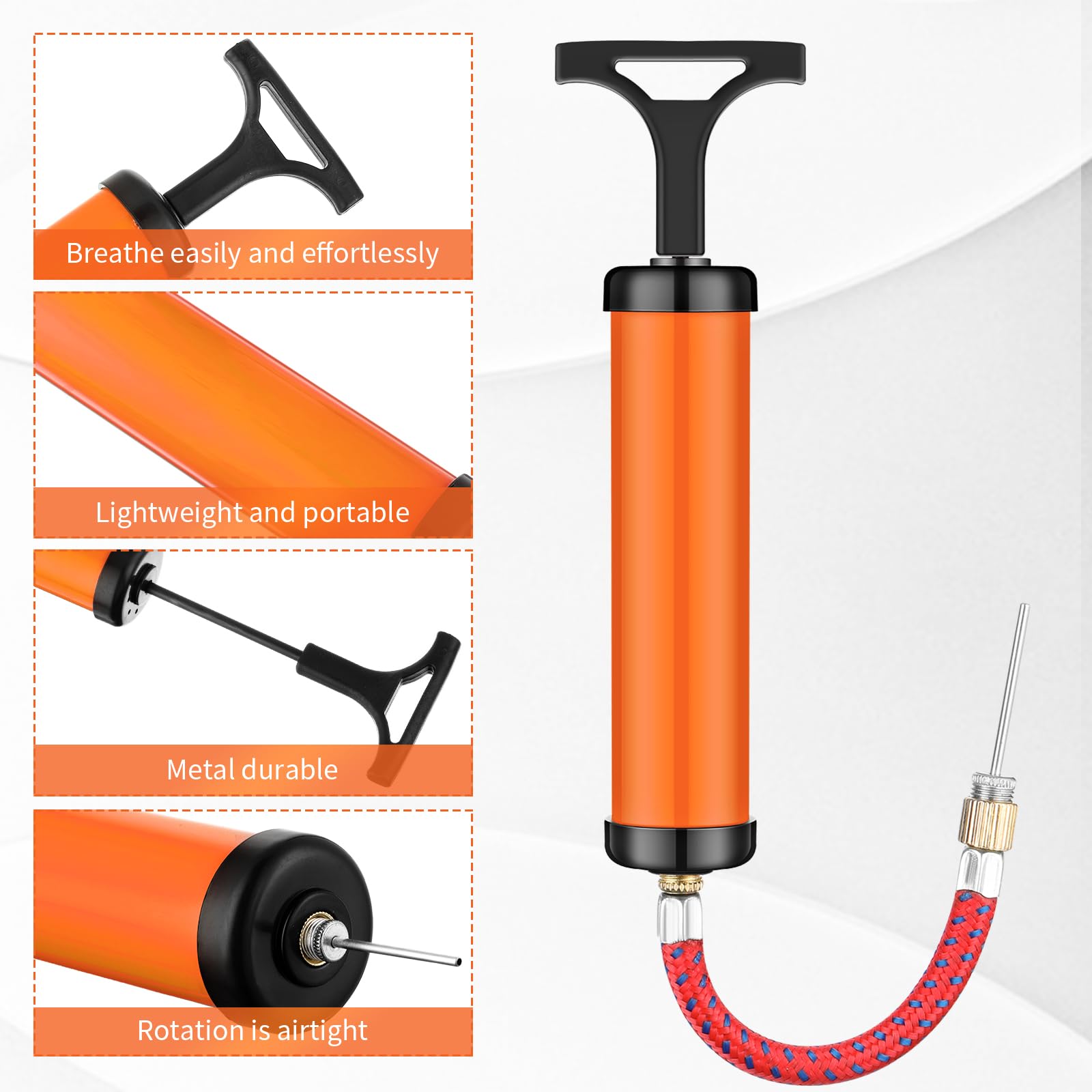 10 bombas de bolas para pelotas deportivas con aguja y manguera de extensión a granel para baloncesto, fútbol, voleibol (naranja, estilo hueco) 3
