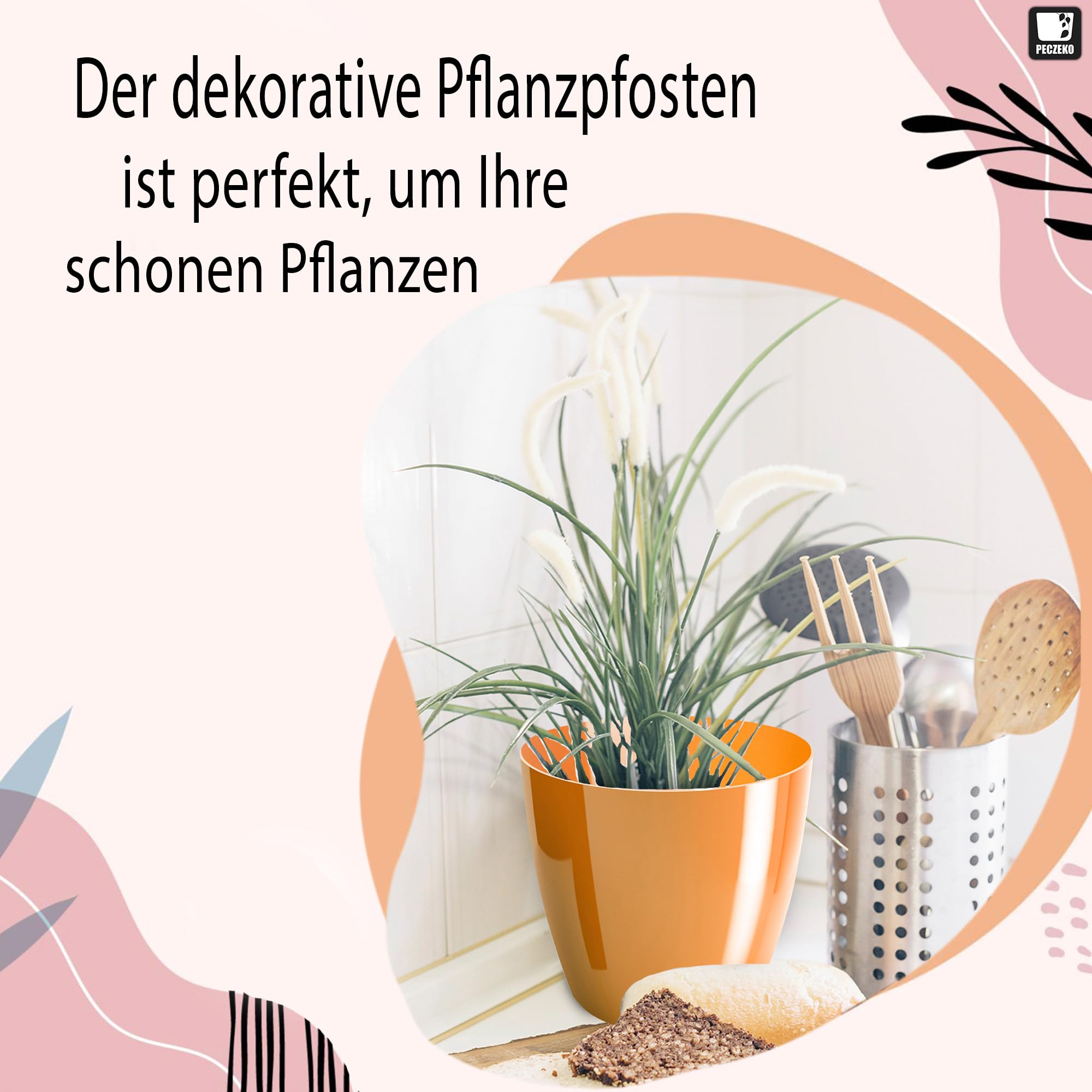 Macetas Brillantes Macetas Decorativas Hierbas Macetas Redondas de plástico duraderas y Ligeras para salón, Comedor, Cocina, terraza, balcón Juego de 2 Piezas (Naranja, diámetro 16 cm) — view 9