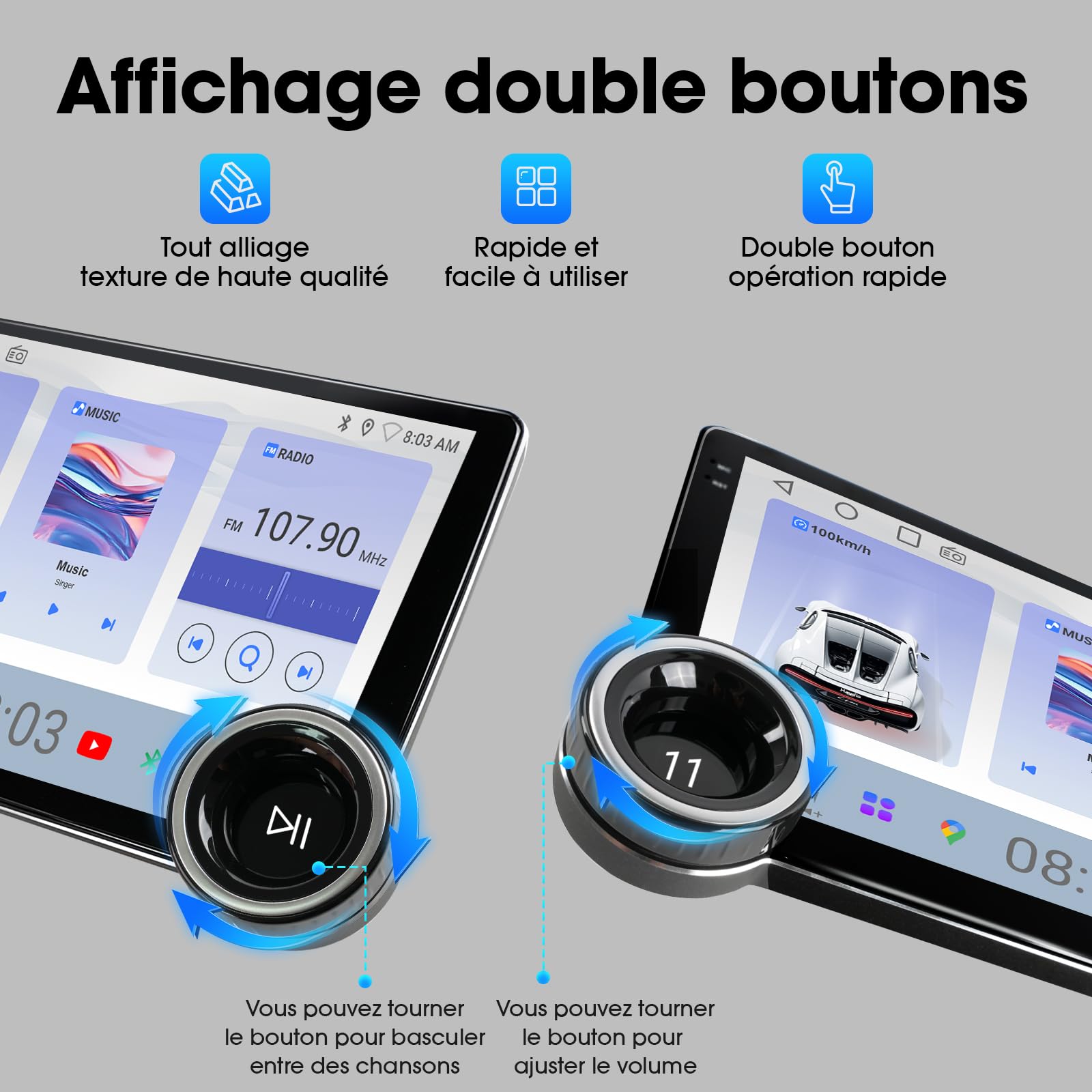 Haudio 2 Din Autoradio avec CarPlay Sans Fil et Android Auto, 10.1 Pouces Autoradio Bluetooth avec Caméra Arrière, Lien Miroir, AM/RDS/FM, Compatible avec Toutes les Voitures avec Double Bouton 2+64Go