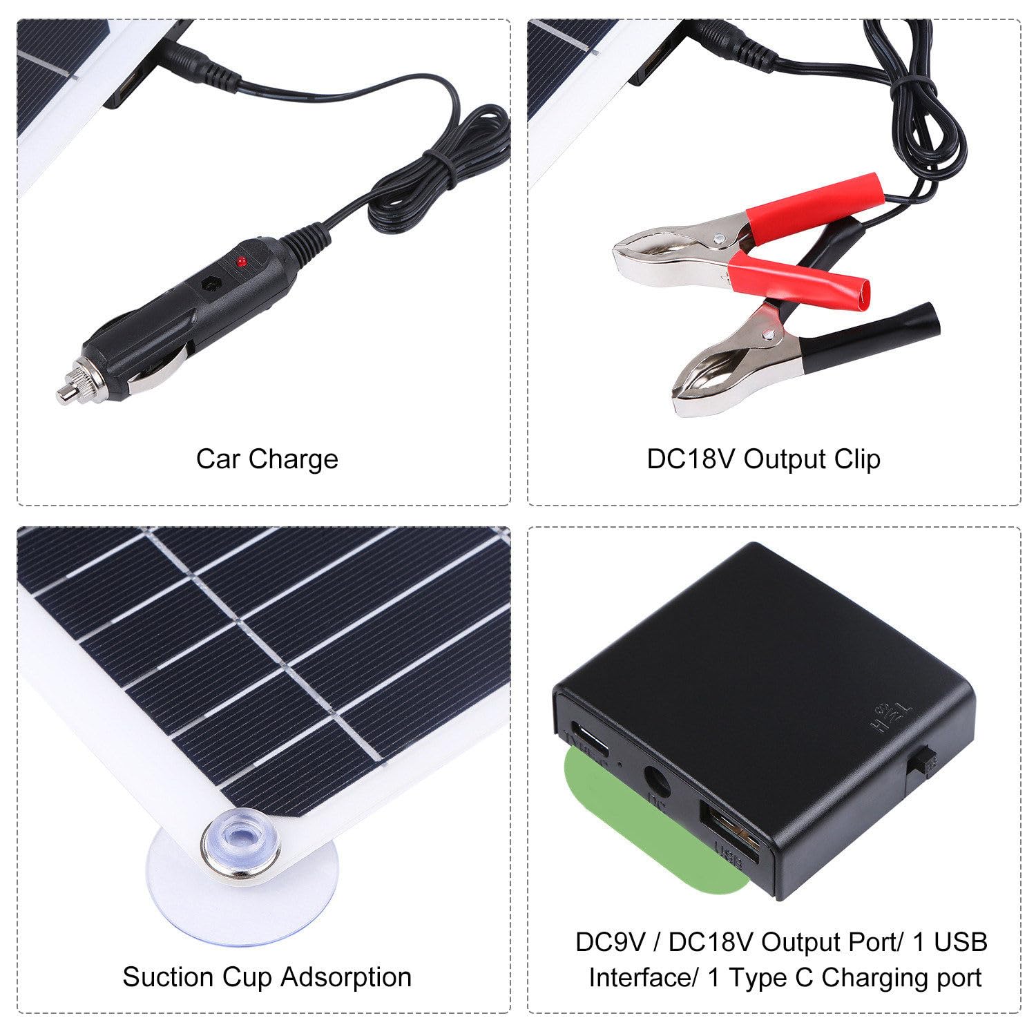 Kit Pannelli solari 200W 400W 600W 800W con Controller 30A/60A, Caricabatterie Solare Portatile USB 12V per Camper/Tetto/Campeggio/Auto/Barca/Camper, 200W-30A