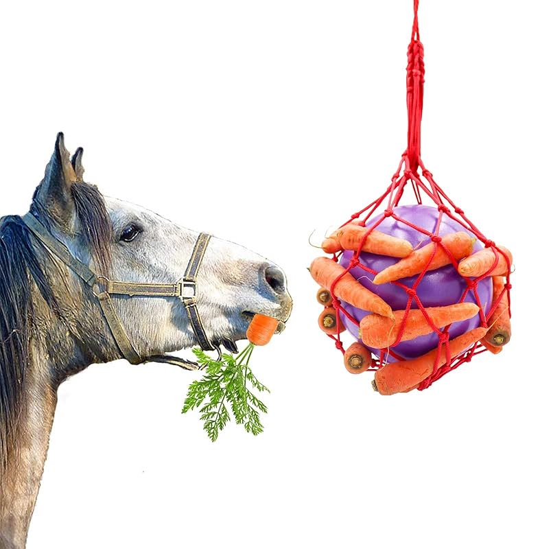 Brinquedo Bola Alimentadora Suspensa para Cavalos com Tema de Cenoura Tirifer Roxo, 1 unidade