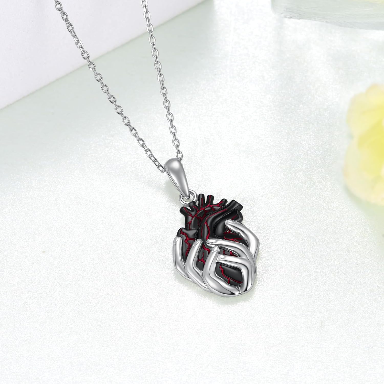 Anatomical Heart Pendant Necklace for Women 925 Sterling Silver Goth Anatomical Heart Necklace Gothic jewelry Gifts for Women - Image 3