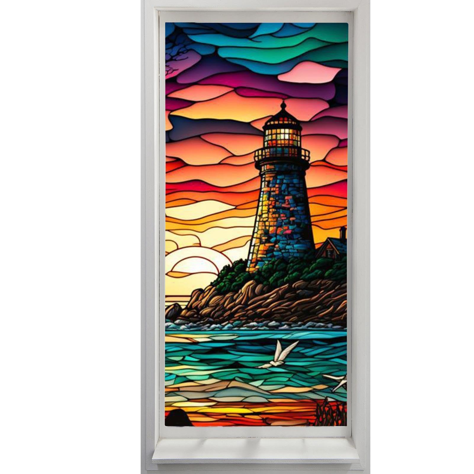 Stained Glass Window Film Privacy Film Decorative Window Stickers Removable Decorative Decals Window Privacy Clings Window Film Static Cling Without Glue for Bathroom Home Offices โ image 1