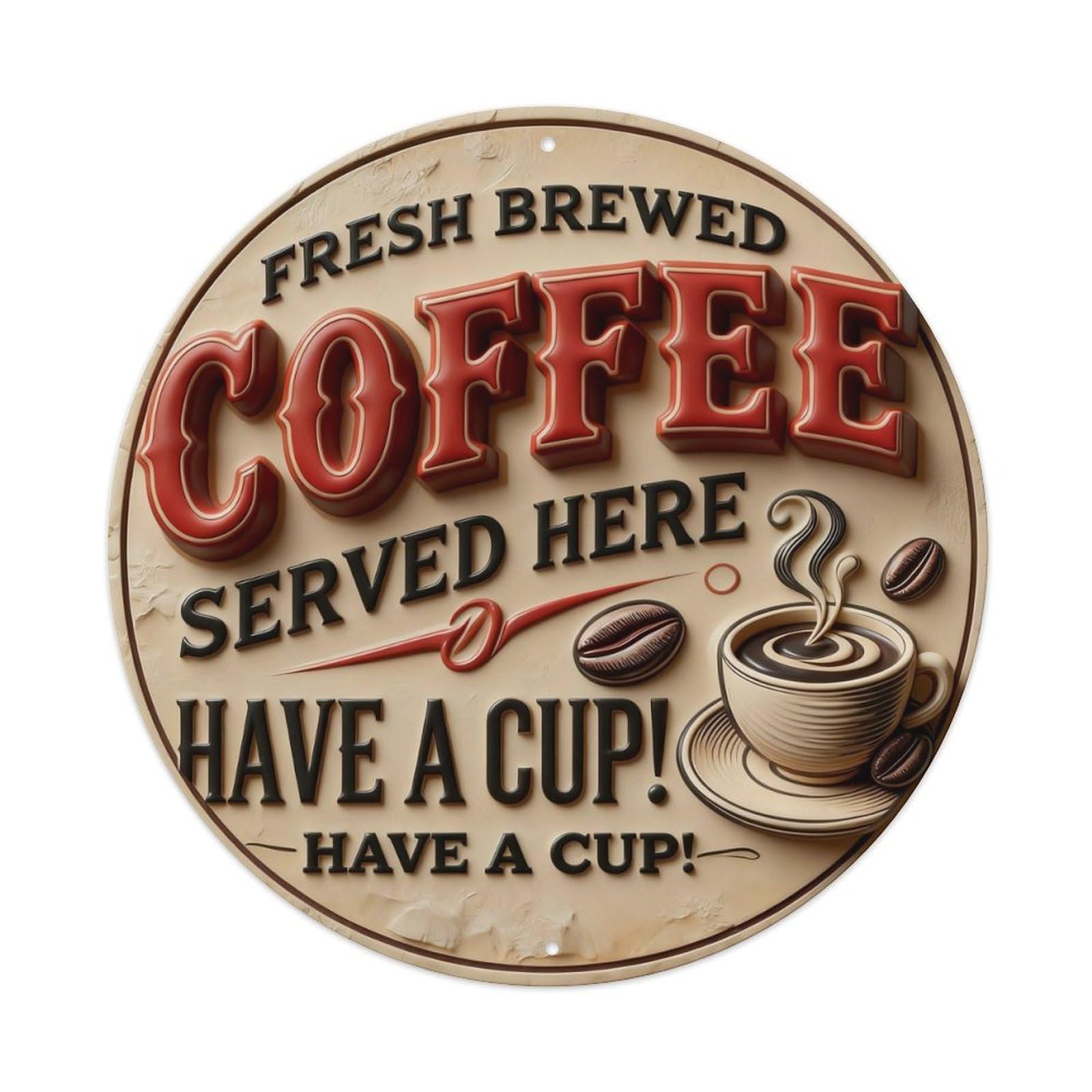 Zlatcbu Vintage Fresh Brewed Coffee Served Here Have A Cup Metal Tin Sign Retro Wall Art Poster, Decor For Home Living Room Bar Cafe Garage, 8X8 Inch