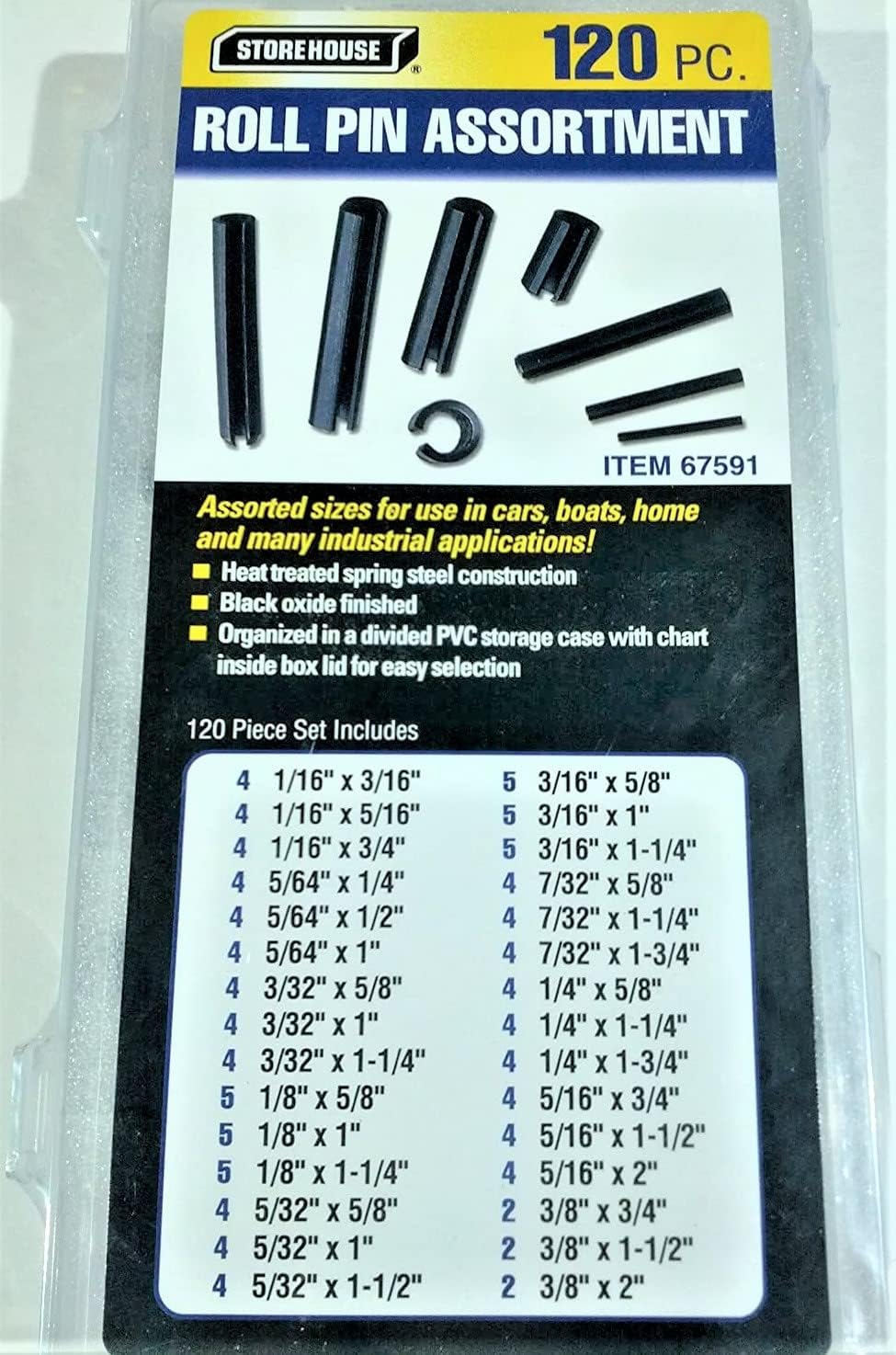 Harbor Freight Tools Roll Pin Assortment, 120 Pc