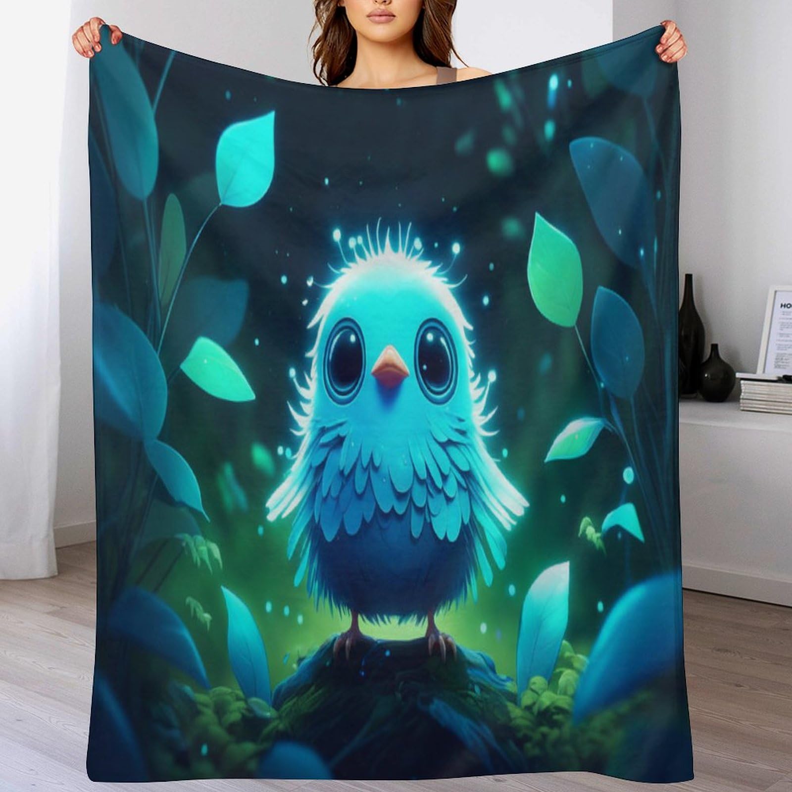 Couverture plaid oiseau mignon en flannel pour des soirées cocooning chaleureuses