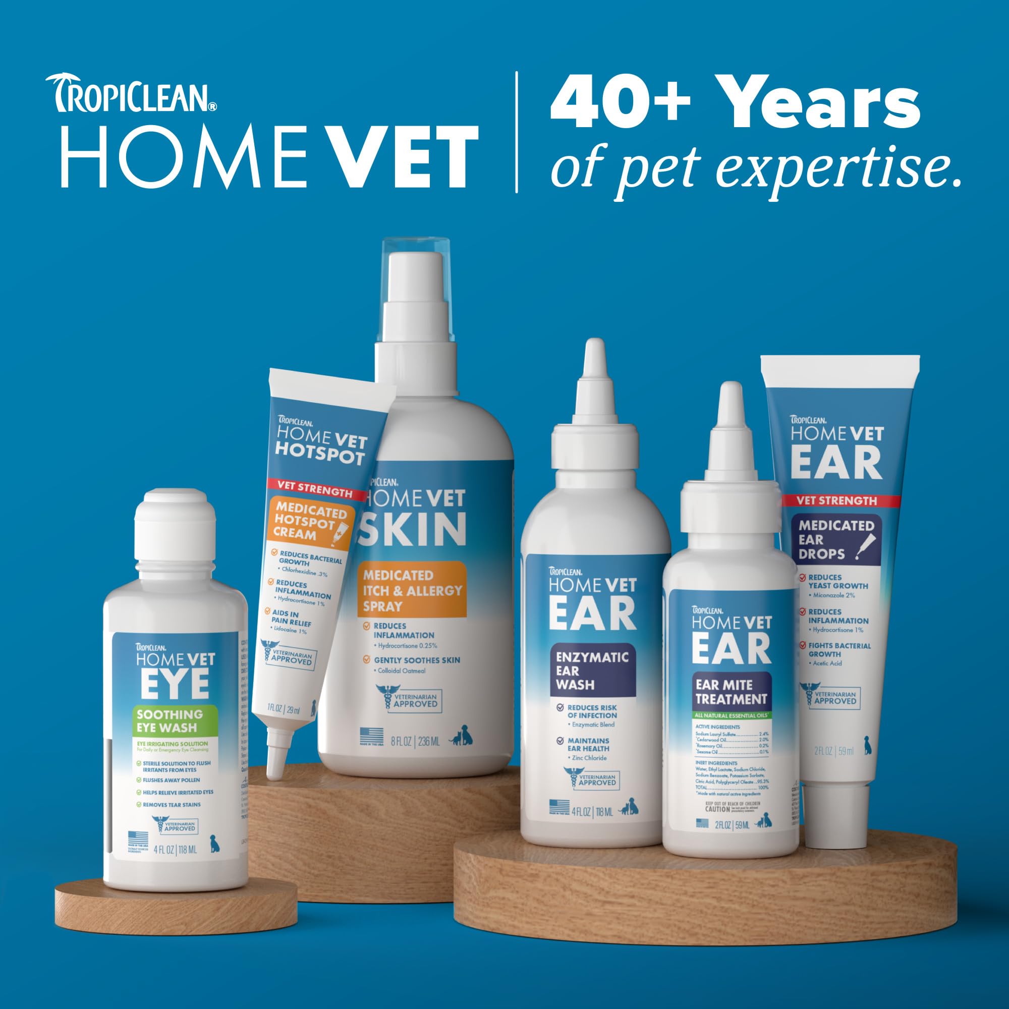 TropiClean HomeVet Medicated Dog Ear Drops, Vet Recommended Daily Dog Ear Cleaner, Fungal & Yeast Treatment, USA Made, 2 oz - image 7