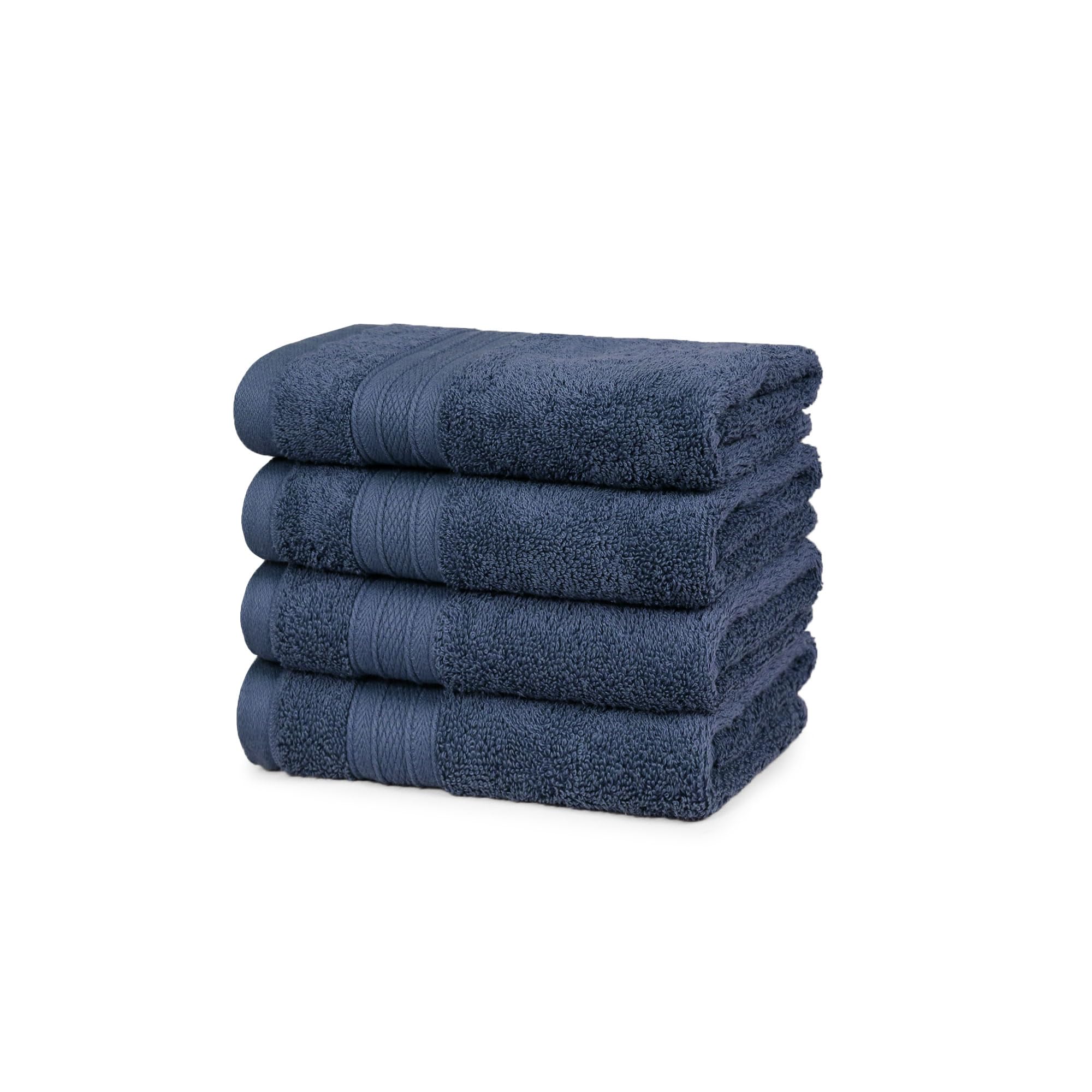 Trident Soft Comfort Air Rich Towel 100% Cotton Hand Towel for Daily use, 500 GSM Highly Absorbent Towels for Men/Women, 4Pc Hand Towel Set (41 cm X 66 cm), Navy