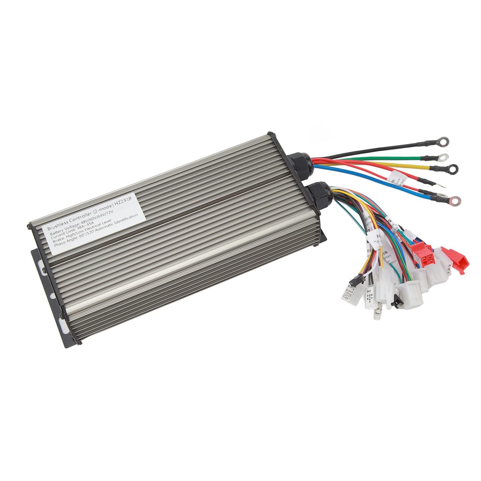 Controlador de Bicicleta Eléctrica, 48V 60V 64V 72V 2000W Controlador de Motor sin Escobillas de Bicicleta Eléctrica de Aleación de Aluminio de 18 Tubos para Scooter de Bicicleta