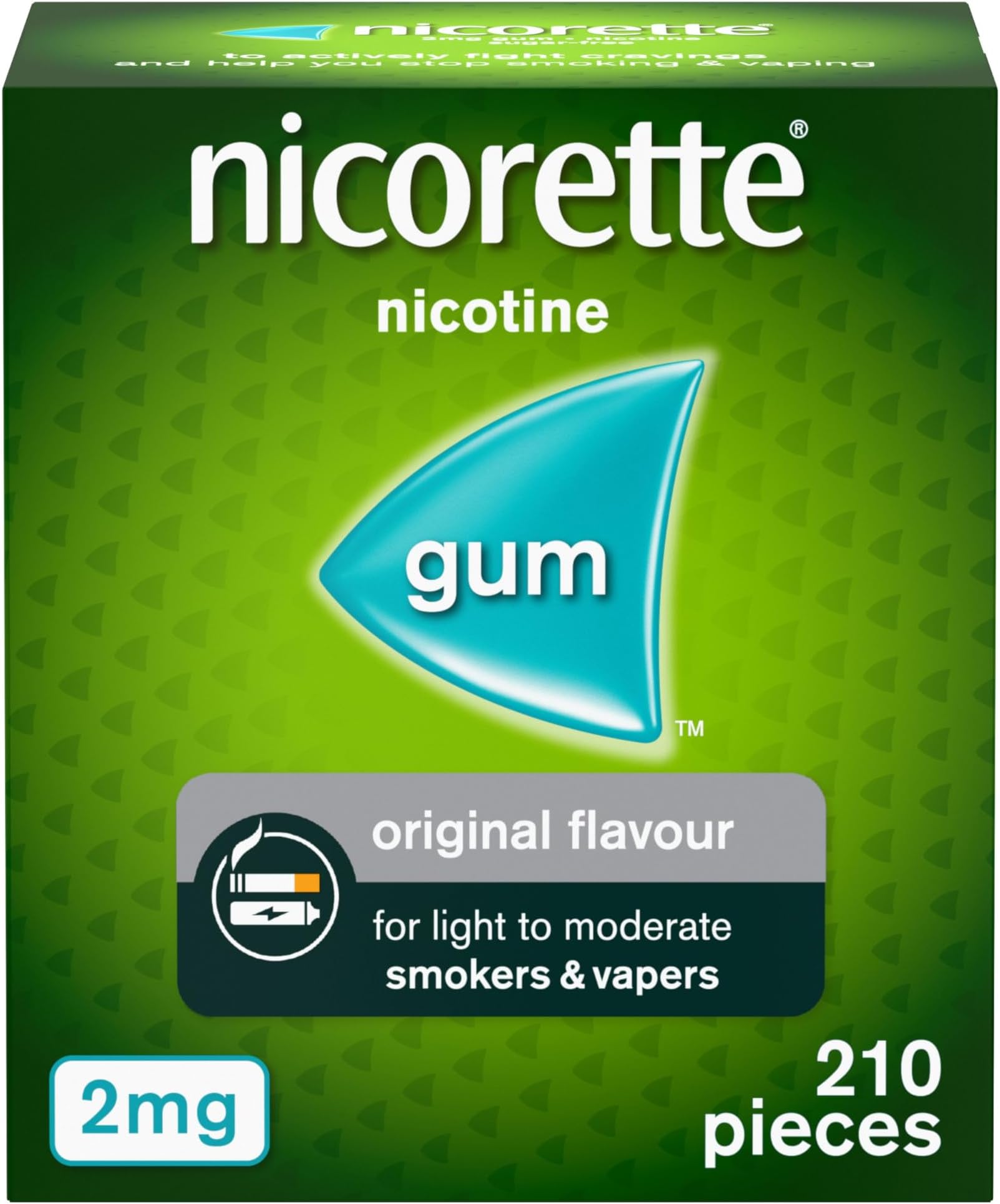 Original 2mg Gum (210 pieces), Discreet Stop Smoking and Stop Vaping Aid to Help you Quit For Good, Tackle Cravings and Withdrawal Symptoms, Nicotine Gum (Quit Smoking or Vaping)