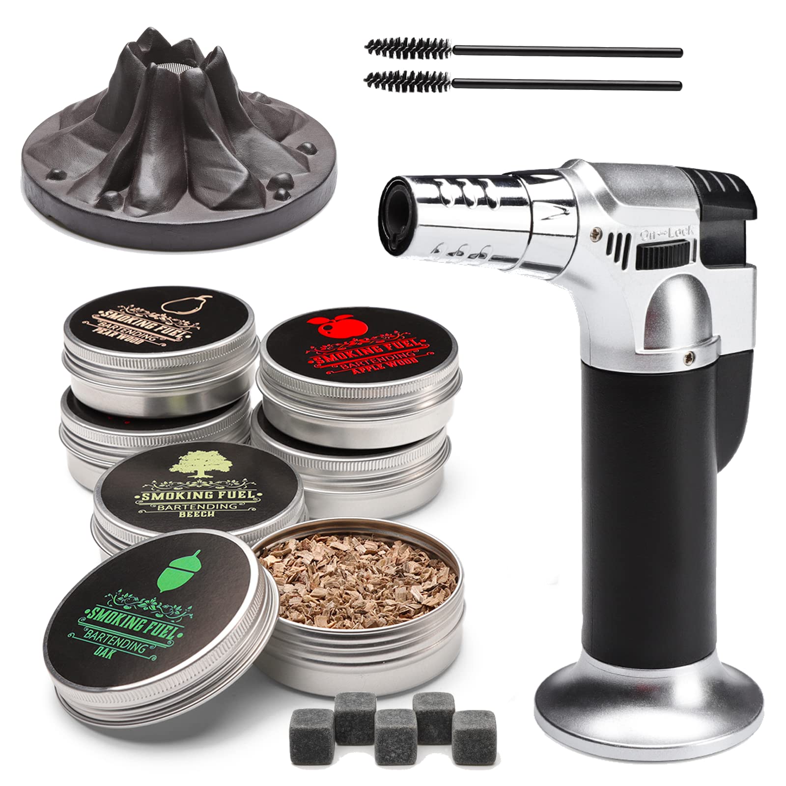 Cocktail Roker Kit,Drink Smoke Infuser Kit Met 4 Houtscheren, Ouderwetse Roker voor Cocktails, Wijn, Whiskey en Bourbon, Voor Echtgenoot Papa