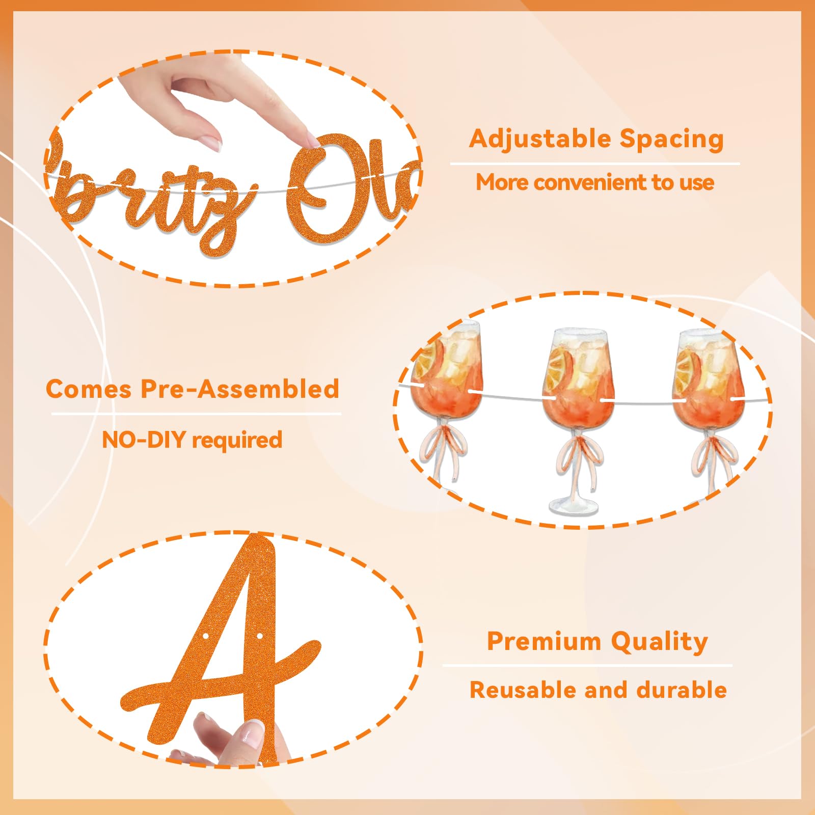 Bannière Déco Aperol Spritz – 2 Pièces : Couronne Et Drapeau à Tirer – Pour Fête, Anniversaire, Carnaval