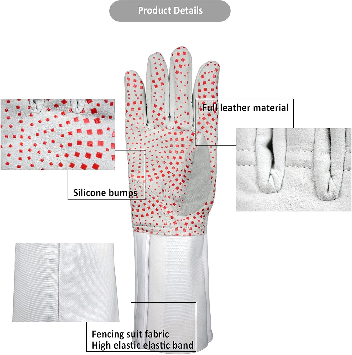 Professional Washable Fencing Glove with Silicone Non-Slip Particles,Fencing Gloves for Foil Epee and Sabre