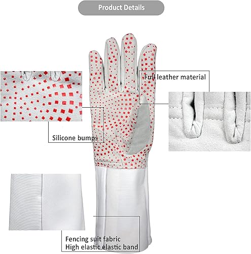 Miniatura 6 de Guante de esgrima lavable profesional con partículas antideslizantes de silicona, guantes de esgrima para espada y sable
