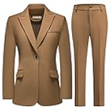 Pant Suits for Women Business Suit Set 2 Piece Slim Fit Blazer Jacket One Button Formal Suit