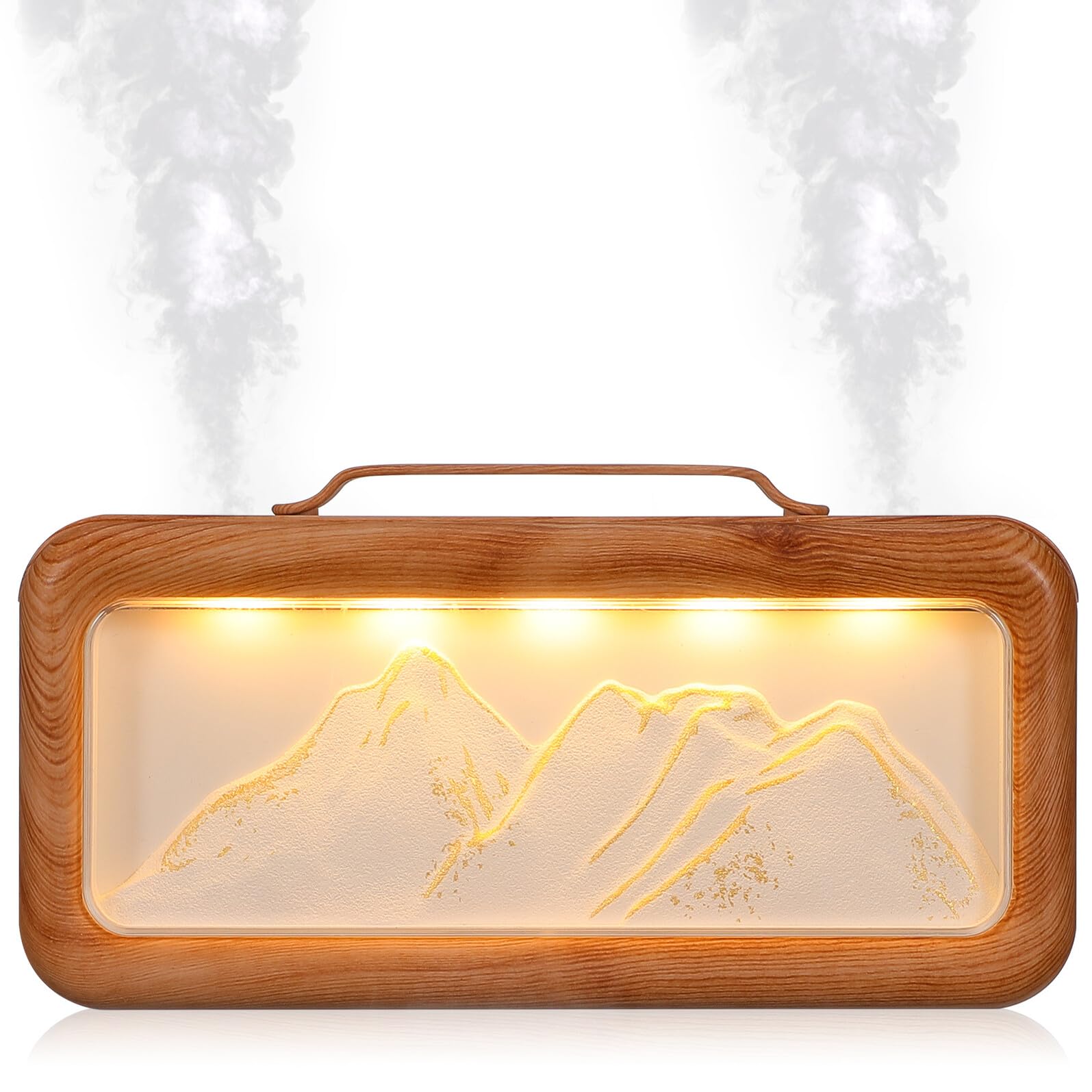 Garneck Humidificador de Aire para Dormitorio con Diseño de Paisaje y Veta de Madera, Capacidad 600ml, Silencioso y Seguro sin Fugas, Adecuado para Bebés y Plantas
