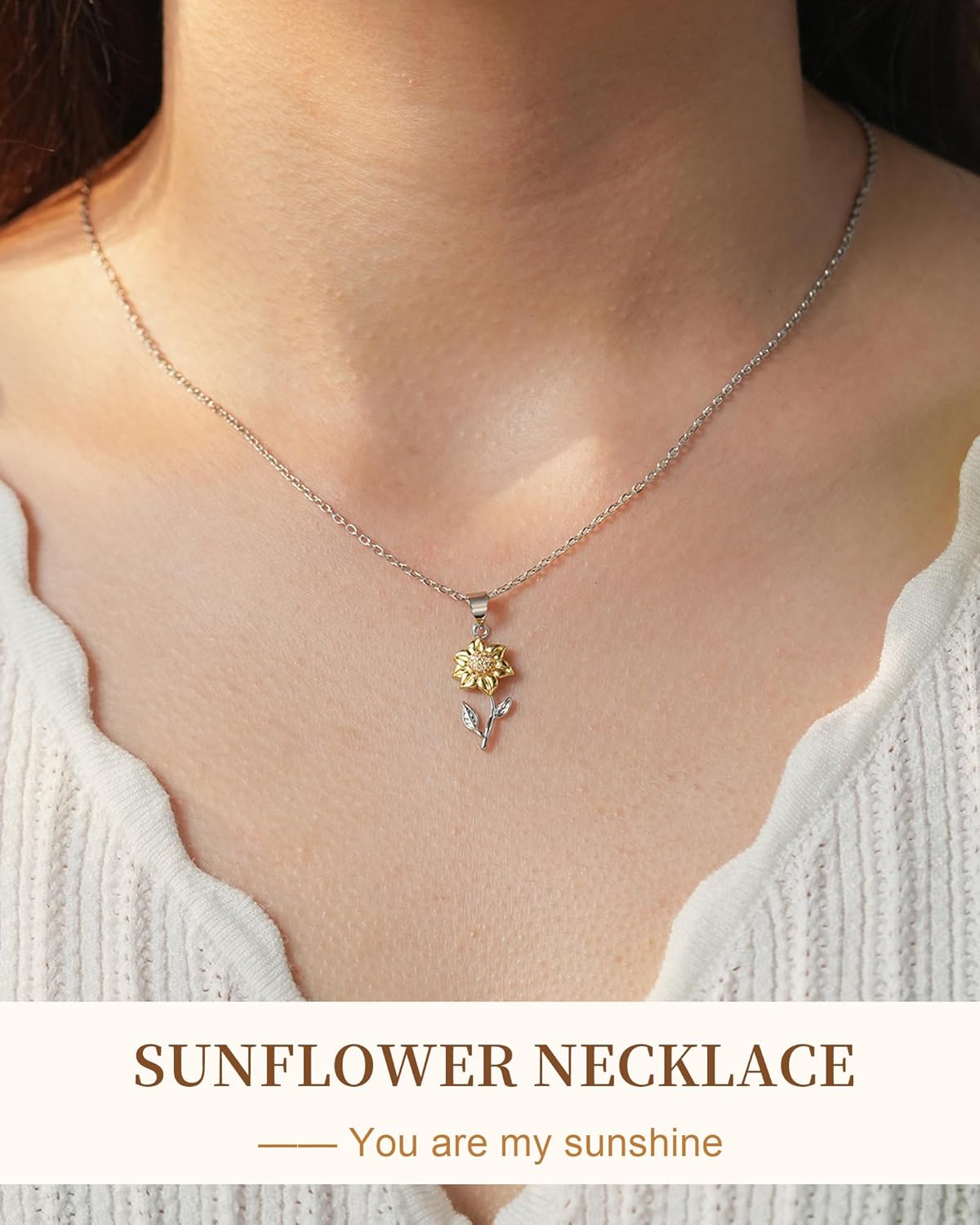 Tarsus Sunflower Necklace, You are My Sunshine, Sunflower Gifts Ideas for Women, Inspirational Gifts for Women Teen Girls Birthday Christmas Valentines Day image 3 of 7 B09P19GT12