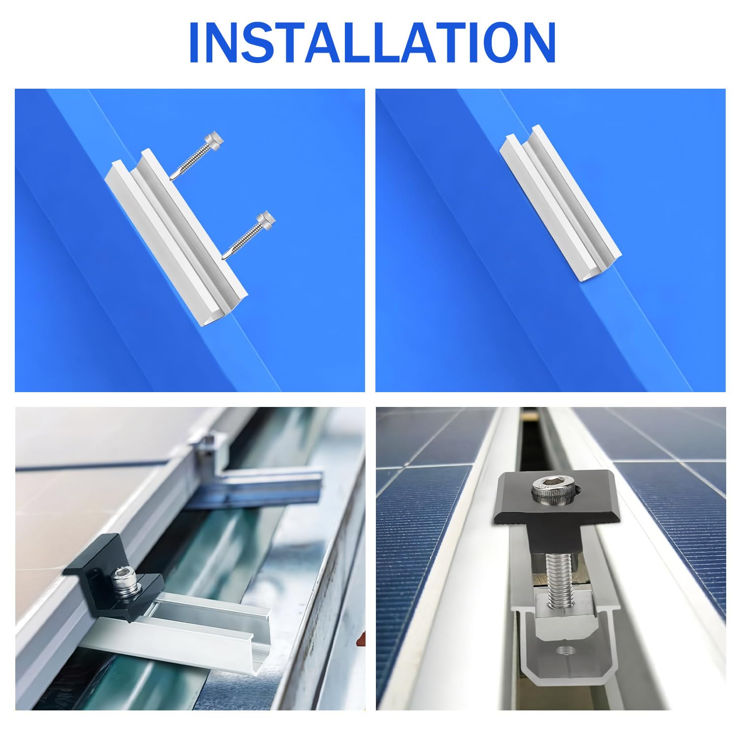 Kit di supporto per modulo solare (12 cm) e accessori, fissaggio pannelli fotovoltaici (30 – 35 mm) staffe a l per pannelli solari, centralina solare da balcone, guida a T
