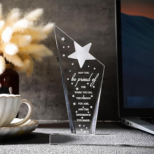 Miniatura 10 de Bucherry Regalos de agradecimiento para mujeres, recuerdo acrílico, pisapapeles con texto en inglés May You Be Proud of the Worker (May You Be Proud
