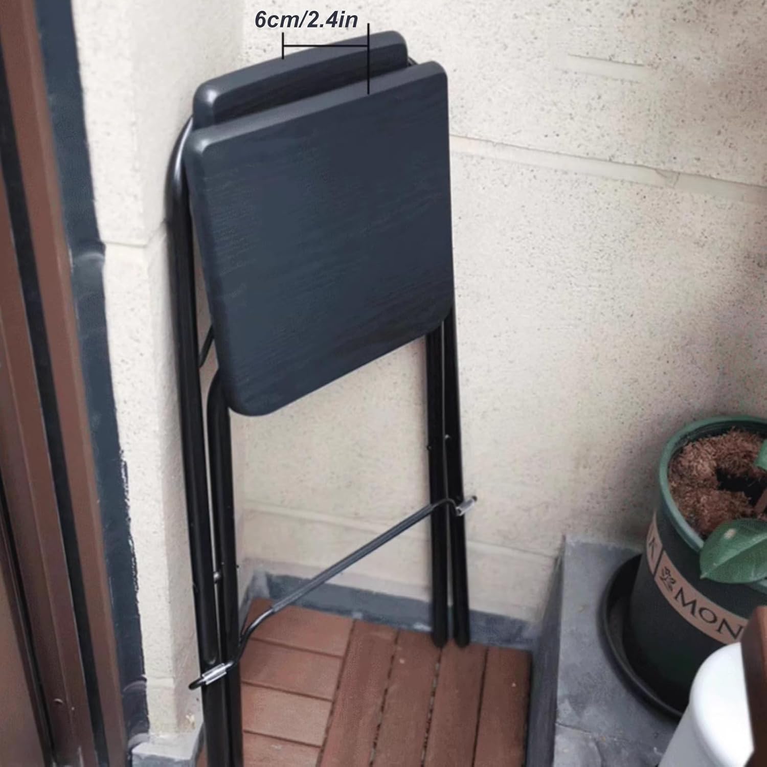 Adult Folding Breakfast Stool with Backrest, Portable Tall Steel Frame Legs, Foldable Kitchen High Chair 330lb Capacity (Size : 65cm/26in) (One Color 65cm/26in)