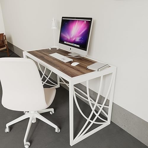 Miniatura 2 de CASAMUDO Escritorio moderno para oficina y hogar, muebles industriales, escritorio de escritura y computadora con patas de metal, mesa de escritura