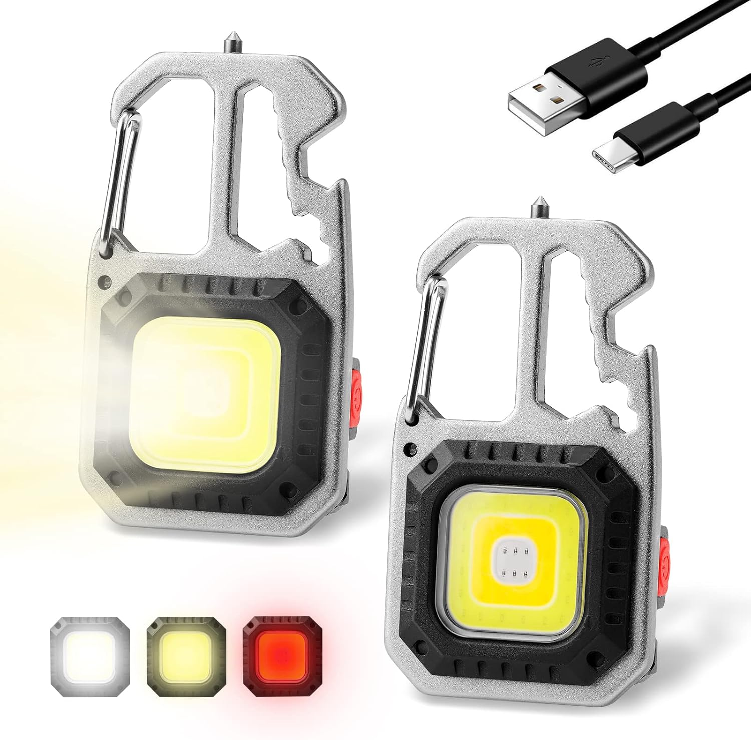 Cob Keychain Work Light, 7 Light Modes Mini Pocket Flashlight High