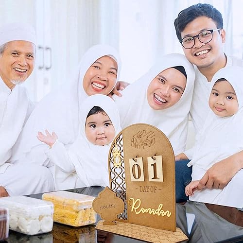 Miniatura 3 de LTGB Calendario de Adviento de Ramadán, calendarios de cuenta regresiva de madera, decoración de 30 días hasta Eid Ramadán Mubarak, centro de mesa,