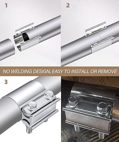 Miniatura 3 de ESEWALAS Abrazadera de escape de acero inoxidable, 2.0 pulgadas, 2.25 pulgadas, 2.5 pulgadas, 2.75 pulgadas, 3.0 pulgadas, 4.0 pulgadas, acoplador