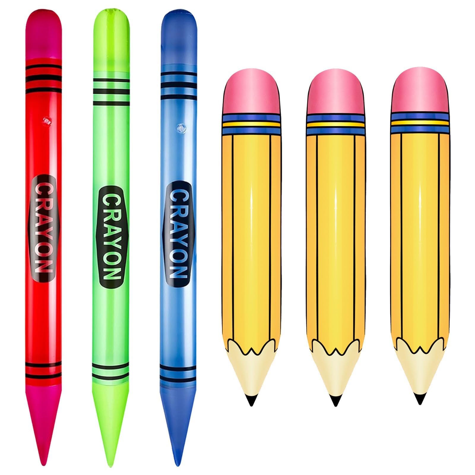 6 Pcs Giant Large Inflatable 41 Inch Crayon Balloons 27 Inch Pencil Balloons for Back to School Classroom Garden Room Birthday Party Decorations