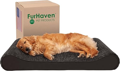 Miniatura 23 de Furhaven - Cama de espuma viscoelástica para perro, piel sintética ultraafelpada y gamuza, con funda extraíble lavable, color gris, jumbo (XL)