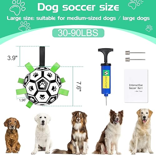 Miniatura 5 de CHUKCHI Pelota de fútbol para perros con correas, juguetes interactivos para perros para tira y afloja, regalos de cumpleaños para cachorros,