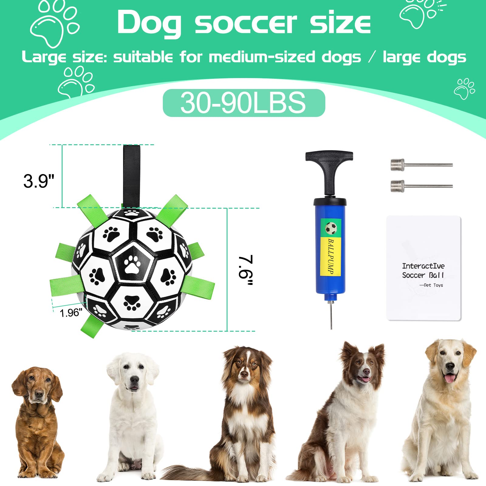 Palla Da Calcio Per Cani Con Linguette - Giocattolo Galleggiante Per Cani Piccoli - Foto 6