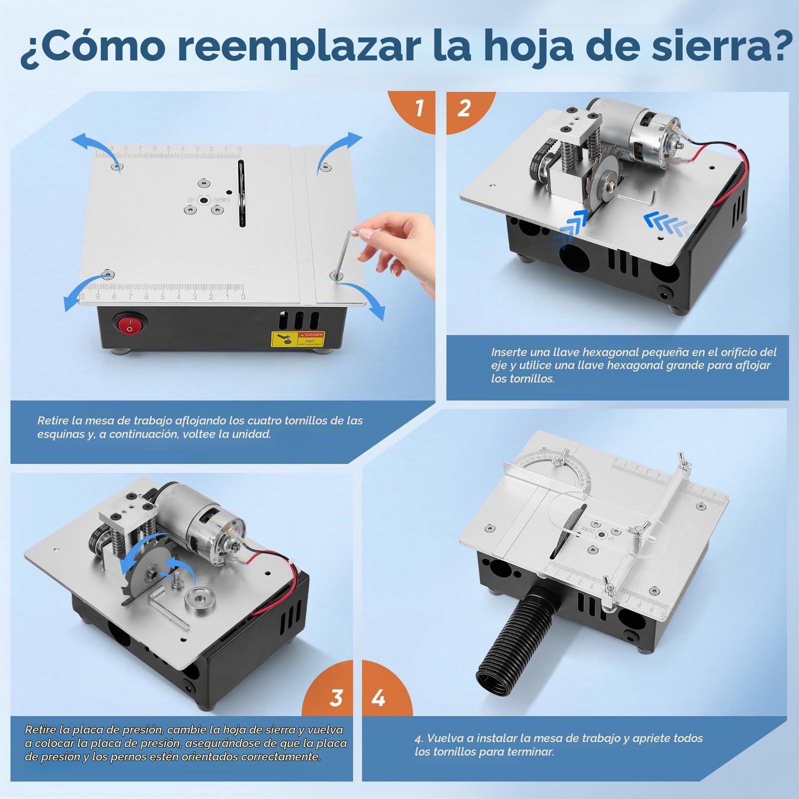Mini sierra circular de mesa 5000RPM, 100W 0.1-15mm Micro para carpintería, acrílico, bricolaje, PVC, sierra de precisión Máquina cortadora pequeña Sierra de mesa pequeña de escritorio
