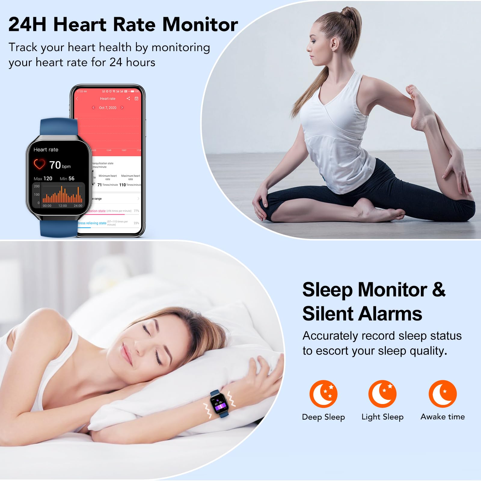 Smartwatch Uomo Donna, 1.96" Orologio Smartwatch con Effettua o Risposta Chiamate, 110+ Sportive Smart Watch con Contapassi/Sonno/Cardiofrequenzimetro, Impermeabil IP68 Fitness Tracker per Android/iOS