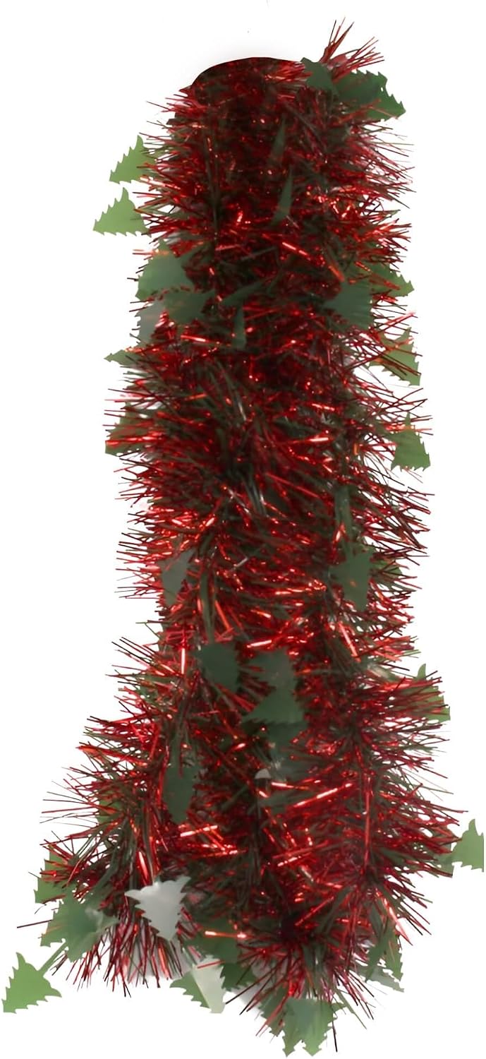 2m Christmas Die Cut Xmas Tree Tinsel - Red