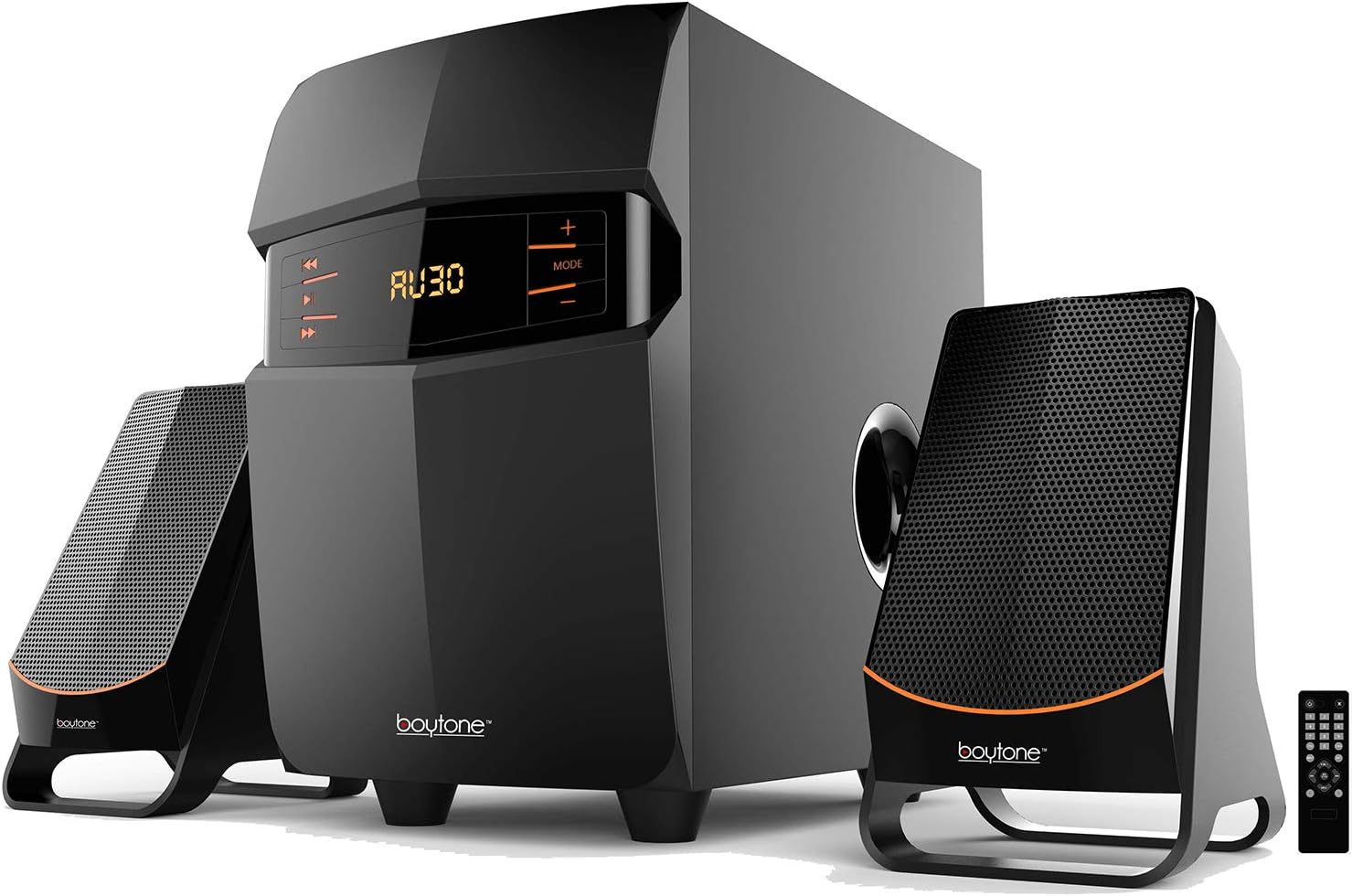Boytone BT-3685F, Wireless Bluetooth 2.1 Multimedia Powerful Bass System with FM Radio, Remote Control, Aux Port, USB /SD Slot /MMC Audio for Phones, Tablets, Music and Movies., black