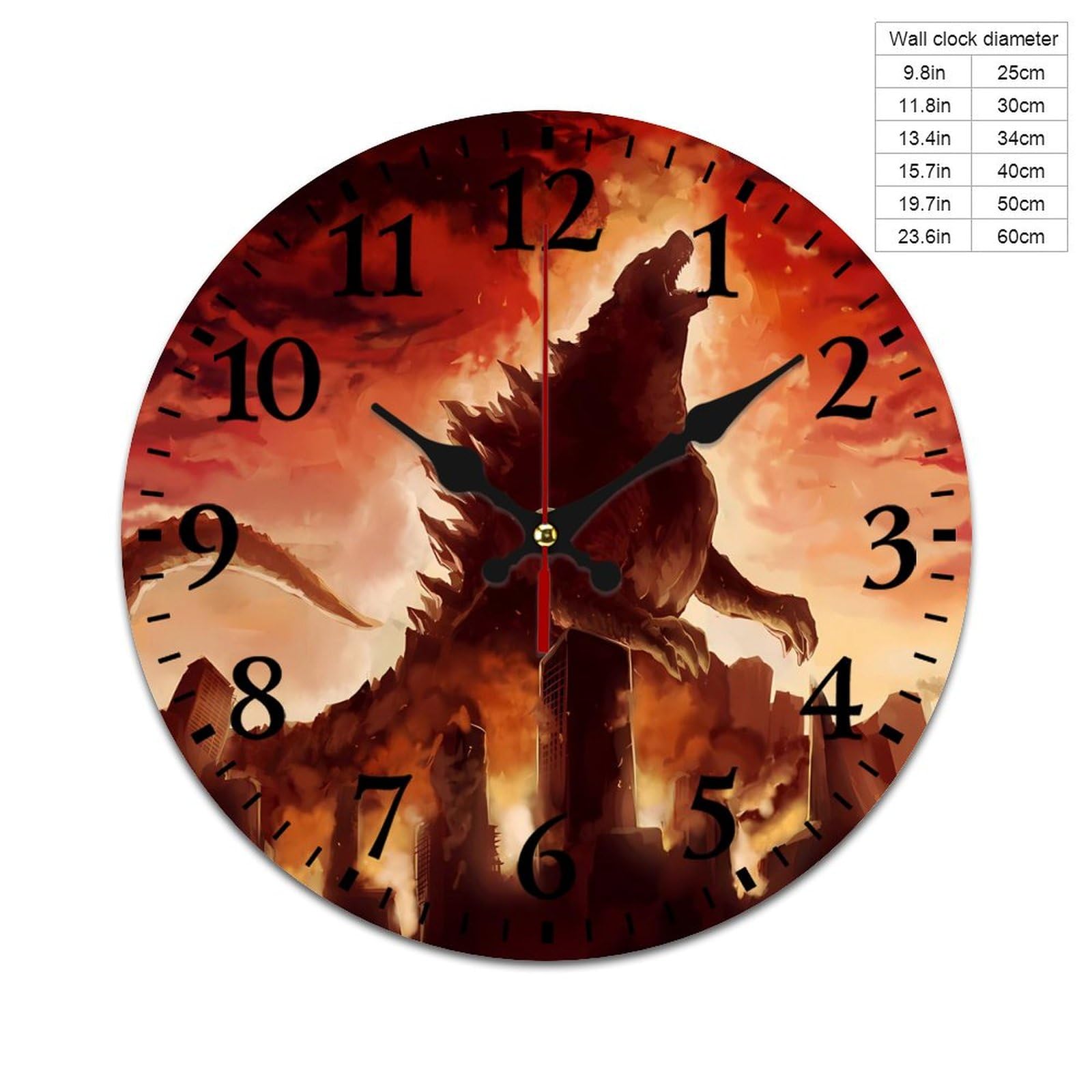 Amazon.co.jp: ゴジラ 掛け時計 PVC壁掛け時計 静音 連続秒針 壁掛け