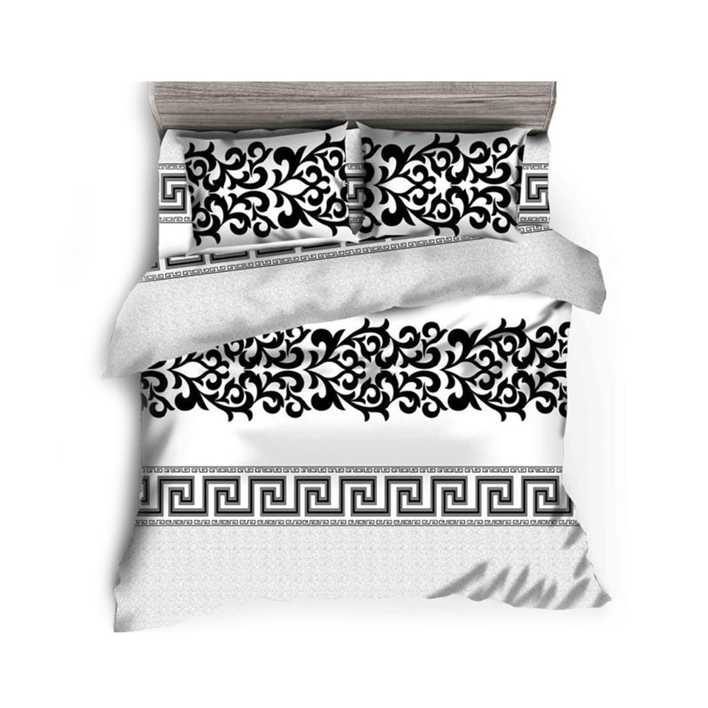 GREATOYAR Juego de Nórdica,Juego de Funda de Edredón, Set de 4 Piezas, 1 Funda Nórdica, 1 Sábana Bajera Ajustable, 2 Fundas de Almohada, 100% Poliéster, Transpirable, para Cama 150cm, Cuadro Blanco