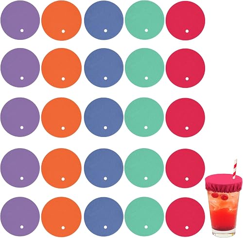 25pcs Reusable Drink Cover, 3.94in Women's Alcohol Safety Protectors with Straw 