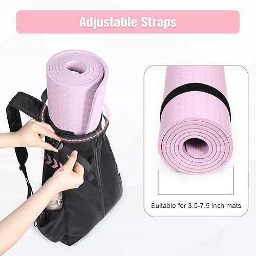 Miniatura 6 de WOMACO Bolsa para esterilla de yoga, portador de bloques de yogamat ajustable con correas de mochila y bolsillos laterales, mochila de yoga de