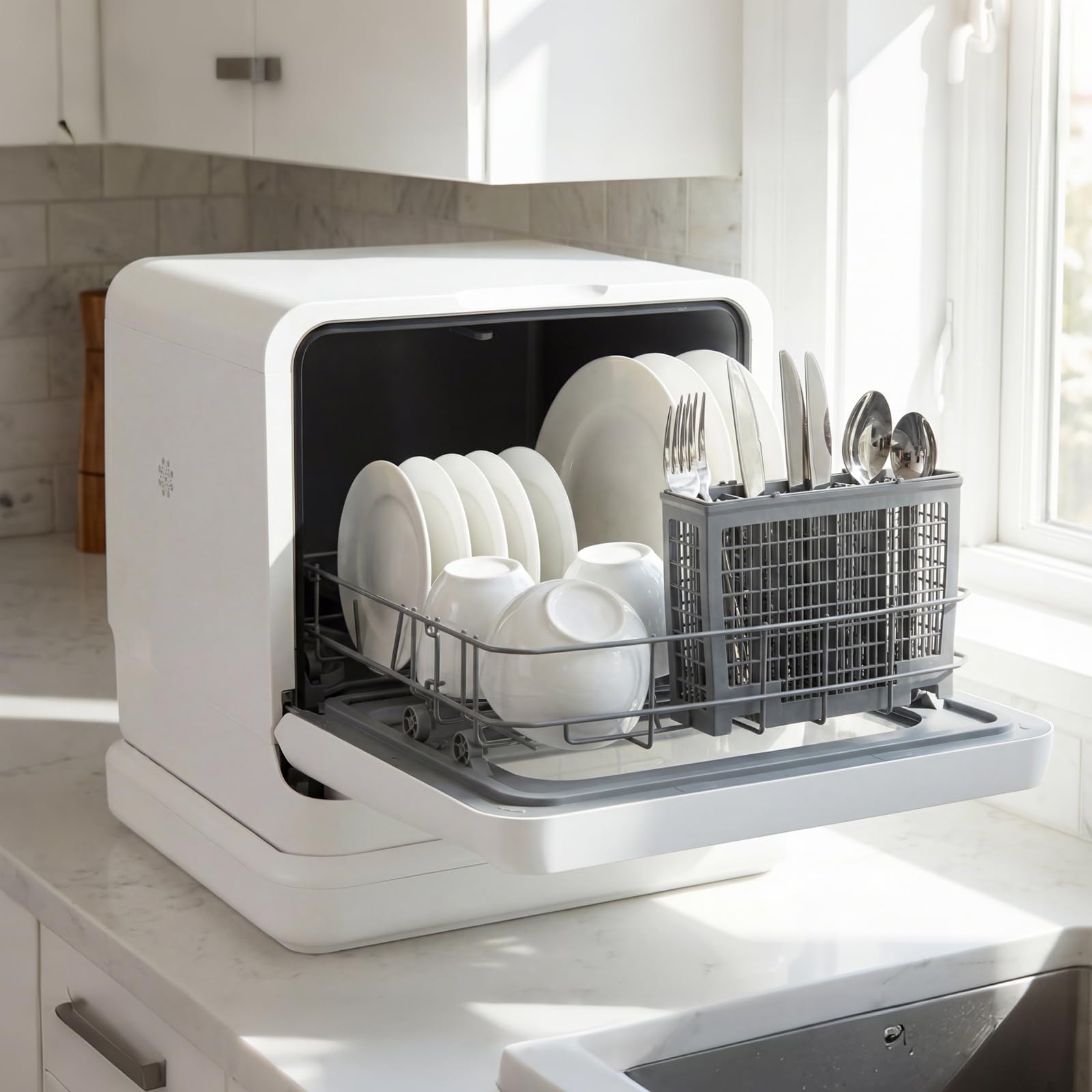 COSTWAY Mini Geschirrspüler, Tischgeschirrspüler mit 6 Programmen & 8,25 L Wassertank & Lufttrocknung & Touch Control, Spülmaschine klein für Wohnungen & Wohnmobile