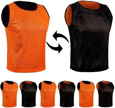 6 x Football Bibs for Children and Adults   Set of 6   Reversible Bibs 2 Colours, Training Bibs, Marking Shirt, Double-Sided for Women, Men, Juniors, Seniors