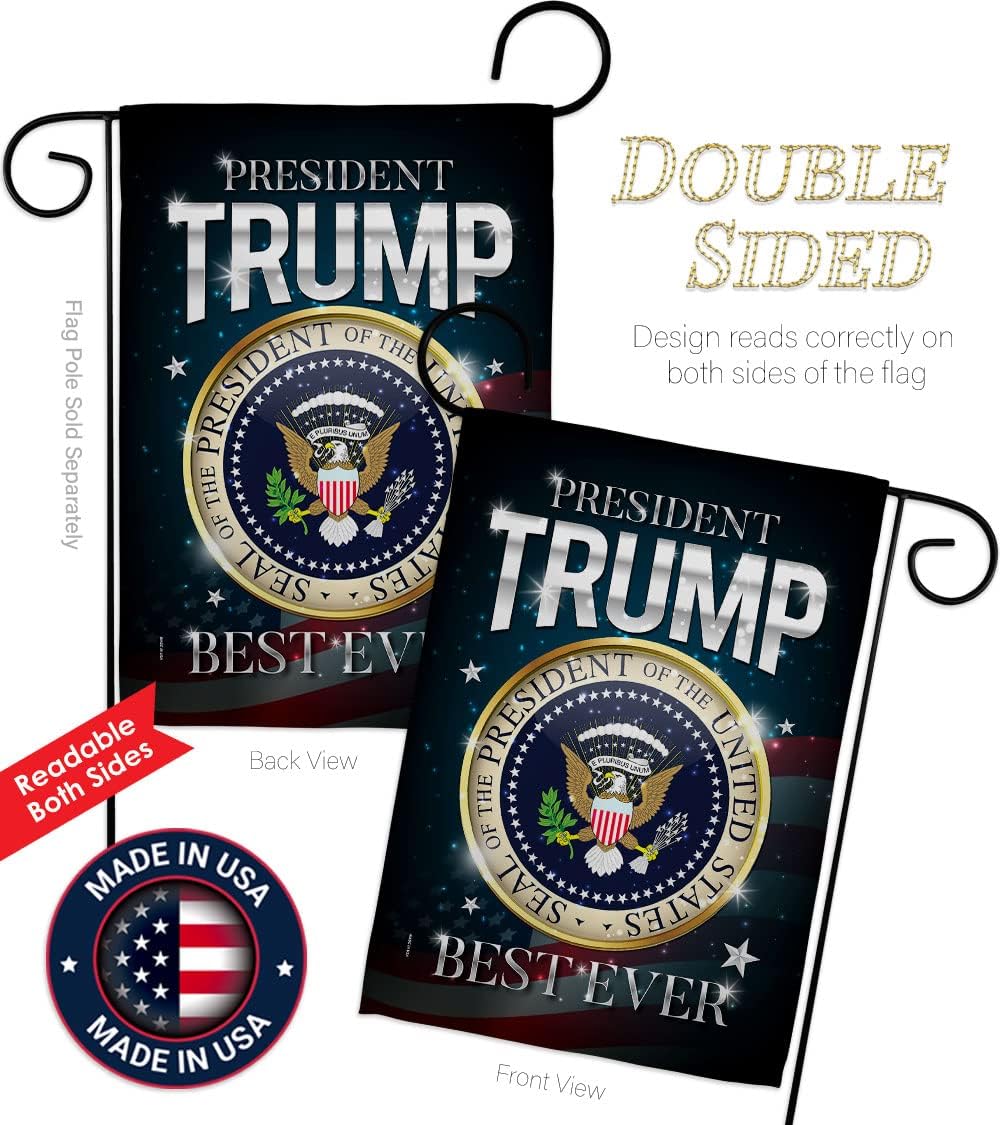 Trump Flag US President 46 Garden Flag Set Wall Hanger Patriotic Vote Democrat Republican Tea Party United State American Election House Banner Small Yard Gift Double-Sided, Made in USA