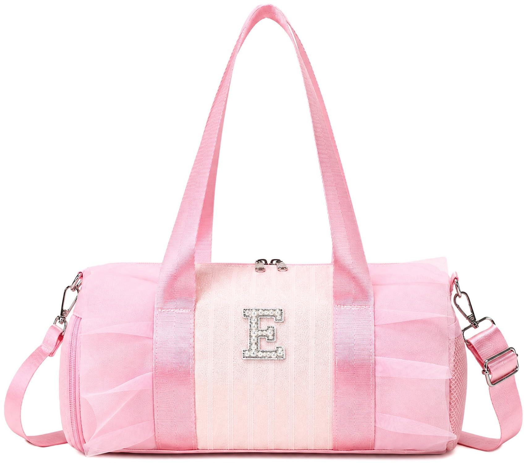 Girls Dance Bag Ballet Gymnastics Bag, Glitter Design Kids Overnight Duffle Bag, Sports Gym Bag with Wet Pocket